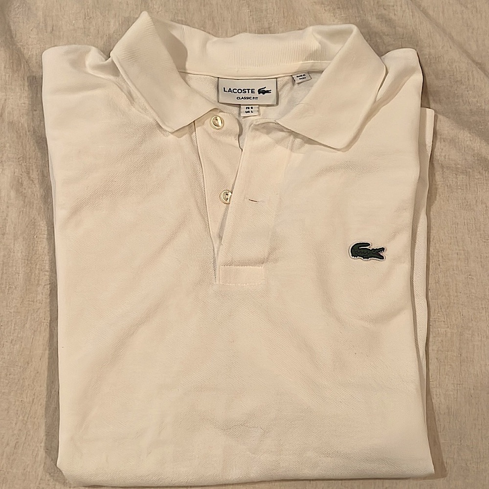 Lacoste Classic Fit - White polo shirt - Large